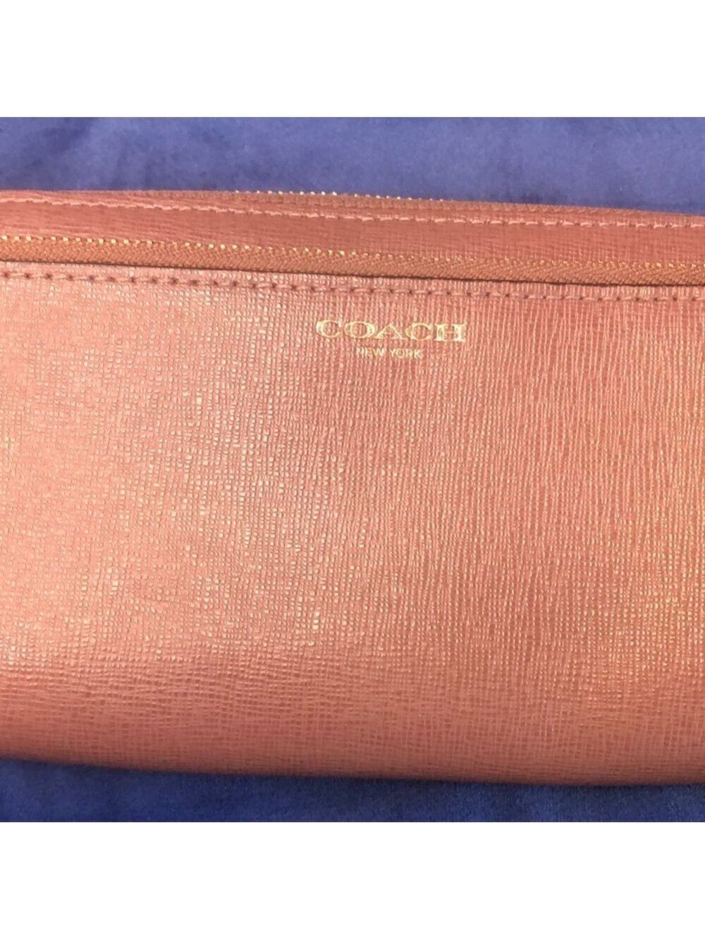 Coach Double Zip Around Wallet Wristlet, Mauve - Picture 2 of 14